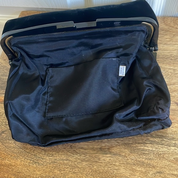 🖤VTG Black Velvet clutch Evening Bag - Picture 5 of 8